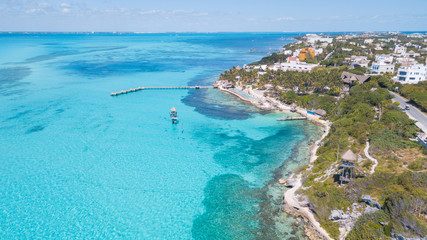 Beautiful island Isla Mujeres, Punta Sur. Aerial View 