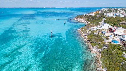 Beautiful island Isla Mujeres, Punta Sur. Aerial View 