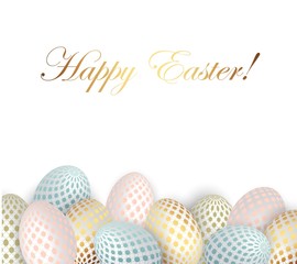 Template cards for Easter with eggs of pastel shades