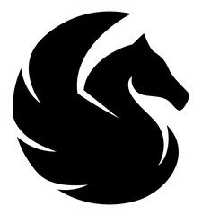 Pegasus black design suitable for icons, logos, symbols and more