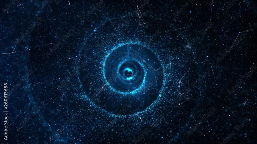 Poster artistic dark spiral tunnel in the artificial intelligence universe. dynamic background. selective f