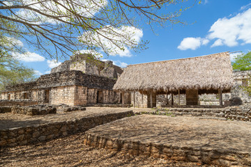 Ancient Maya city of Ek Balam. Acropolis, the largest structure at Ek Balam ruins, archaeological...