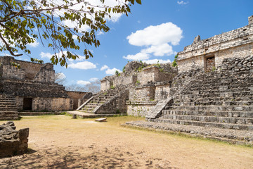 Fototapeta premium Ancient Maya city of Ek Balam. Acropolis, the largest structure at Ek Balam ruins, archaeological zone of the ancient Mayan civilization, Yucatan, Mexico