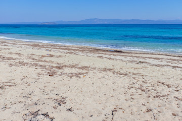 Fototapeta na wymiar Amazing view of Xenia Golden Beach at Kassandra Peninsula, Chalkidiki, Central Macedonia, Greece