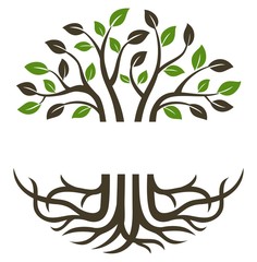 Circular trees and roots suitable for icons, logos, symbols and more