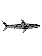 Fototapeta na wymiar viele haie schwarm muster großer hai schwimmen tauchen wasser unterwasser meer räuber fressen gefährlich clipart design