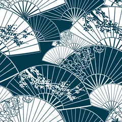 Behang japanse traditionele vector illustratie leuk patroon pioen sakura © CharlieNati