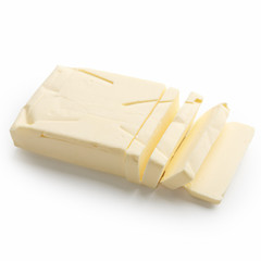 Sliced butter on white