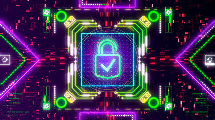 Cyber security, web protection, internet safety symbol on digital background.