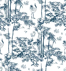 Behang bamboe vector japans patroon natuur grenen traditioneel © CharlieNati