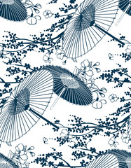 illustration vectorielle traditionnelle japonaise motif parapluie sakura