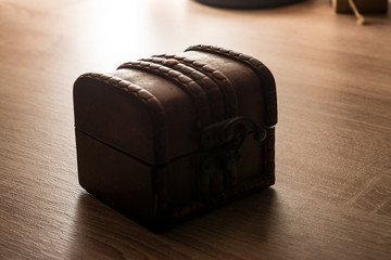 box on wooden background