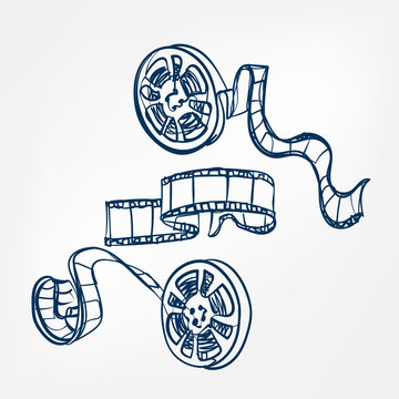 celluloid film vector sketch illustration line isolated