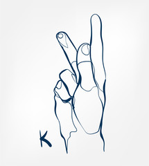 letter hand alphabet sign vector sketch line illustration