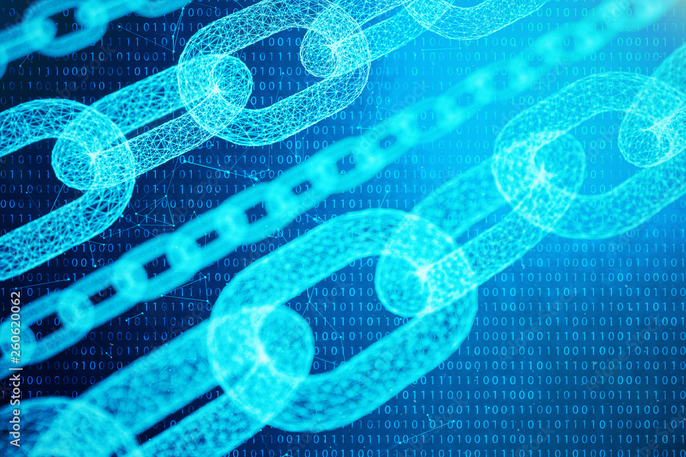 Poster block chain concept, digital block chain technology. cryptocurrency, concept of digital code. chain 