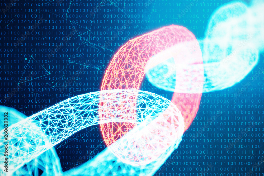 Aufkleber block chain concept, digital block chain technology. cryptocurrency, concept of digital code. red ch