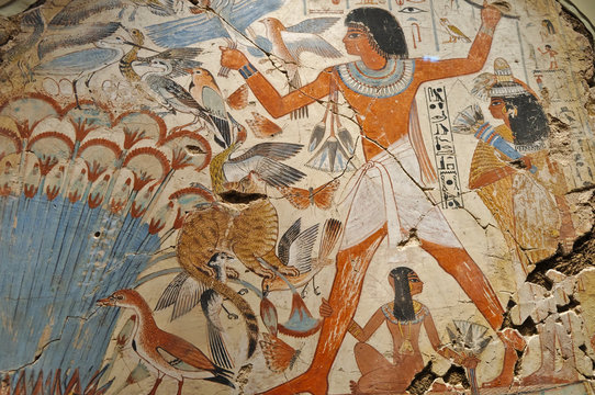 Ancient Egyptian wall painting. Archaeology and Travel