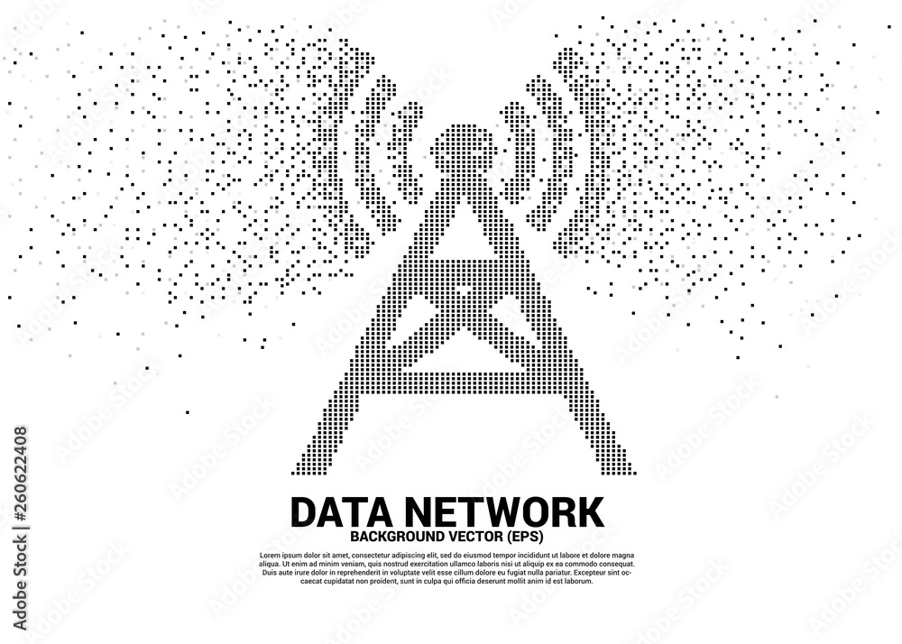 Aufkleber Vector antenna tower icon pixel transform style. Concept for data transfer of mobile and wi-fi data network.