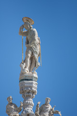 Obraz premium Statue of Saint, detail of the facade of the Saint Mark's Basilica, St. Mark's Square, Venice, Italy,march,2019