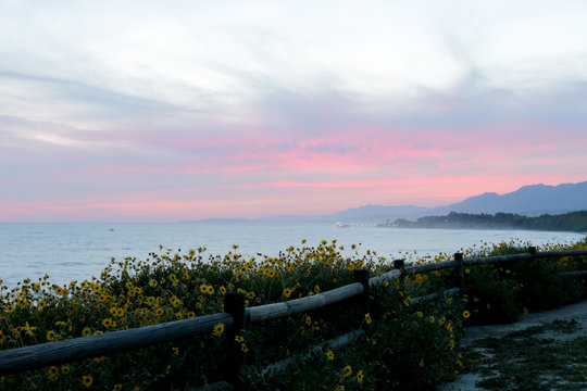 Rincon Beach in Carpinteria, California at Dusk