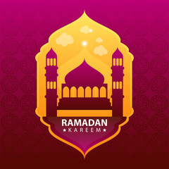 Ramadan kareem on red abstract background