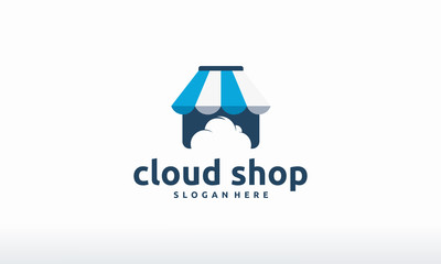 Cloud Shop logo template vector, Online Store logo template