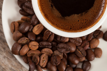 coffee cup over wooden table