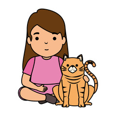 cute little girl with kitty © Gstudio