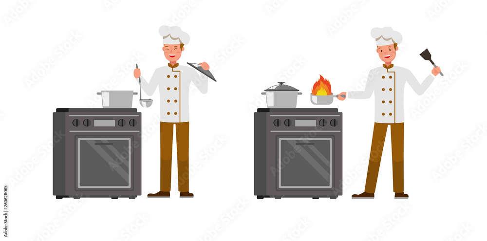 Poster chef character vector design
