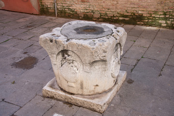 Naklejka premium Stone well,the old fountain in Venice, Italy,2019 ,
