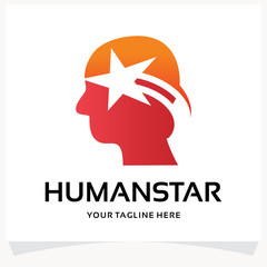 Human Head Star Logo Design Template Inspiration
