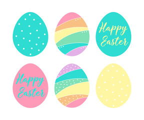 Easter eggs icons. Vector illustration.collection isolated on white background. Set of easter eggs flat design.