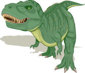 Vector illustration, ancient animal, dinosaur, tyrannosaurus on a white background.