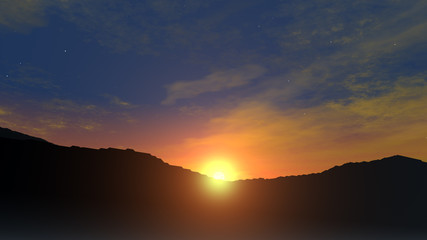 sunset in the mountains