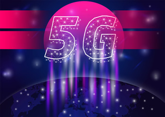 Vector Polygon dot connect line shaped 5G mobile networking. New generation mobile networks and internet. 5G Technology concept digital background.   great for technology or telecom innovation trend.