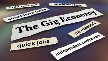 The Gig Economy Quick Jobs Independent Workers News Headlines 3d Illustration