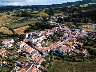Fototapeta na wymiar Bird's eye view of the houses on San Miguel island, Azores - Portugal.