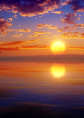 concept art of fantasy tropical sunset environment 