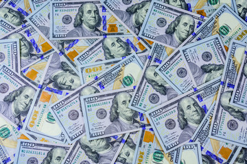 Background of the many american one hundred dollar banknotes