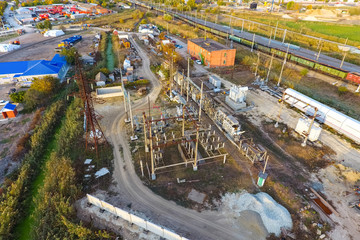 Construction of a transformer substation near the railway.