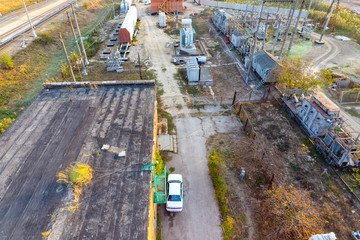 Construction of a transformer substation near the railway.