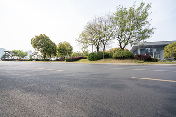 Empty urban road and buildings