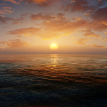 concept art of epic sunset with calm ocean and deep sky © archangelworks