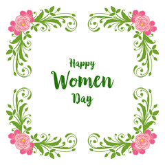 Vector illustration card of happy women day with style of pink flower frame
