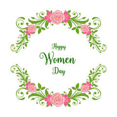 Vector illustration banner of happy women day with flower frames isolated on white backdrop