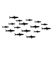 hai schwarm viele haie muster schwimmen tauchen wasser unterwasser meer räuber fressen gefährlich clipart design