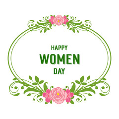Vector illustration design of happy women day with ornate pink flower frame