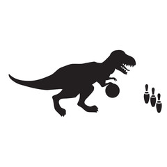 Bowling player dinosaur vector illustration