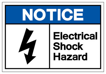 Notice Electrical Shock Hazard Symbol Sign, Vector Illustration, Isolate On White Background Label .EPS10