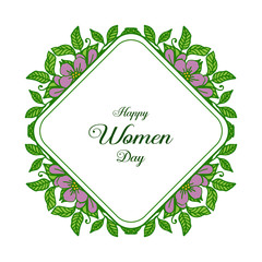 Vector illustration shape happy women day with abstract purple flower frame